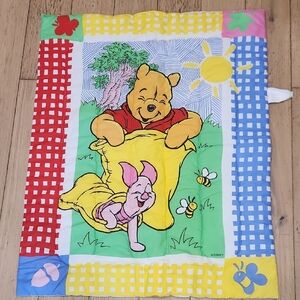 Vintage Disney Yellow, Red, Green & Blue Pooh and Piglet Nursery Throw